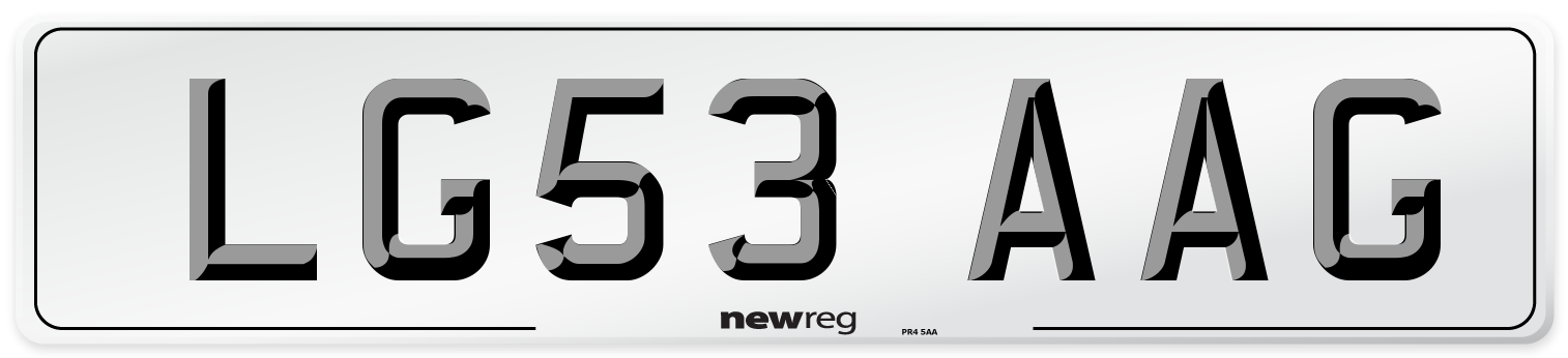 LG53 AAG Number Plate from New Reg